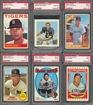 1962-1973 Topps, Kelloggs and Wheaties Stamps "Chicago" and "Detroit" Multi-Sports PSA-Graded Collection (10 Different)